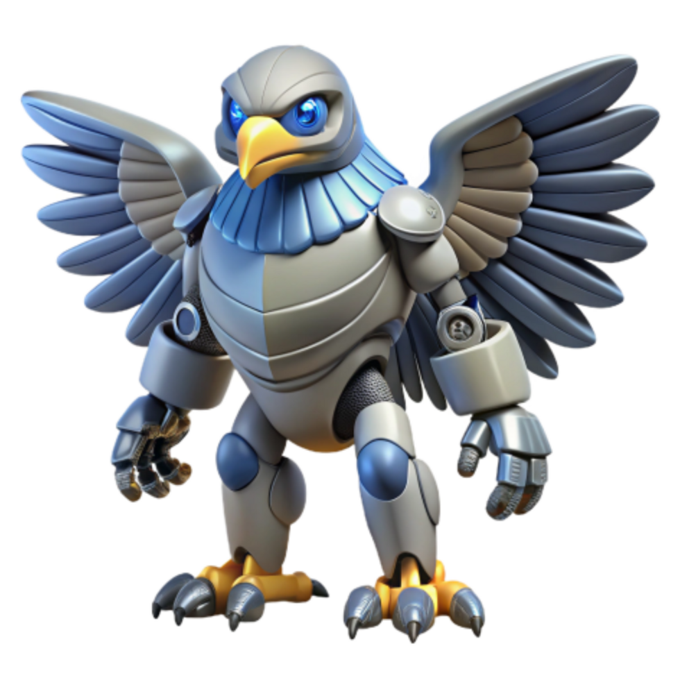 dramatic abstract Mechanical Avian Robotic Bird with Wings high resolution png
