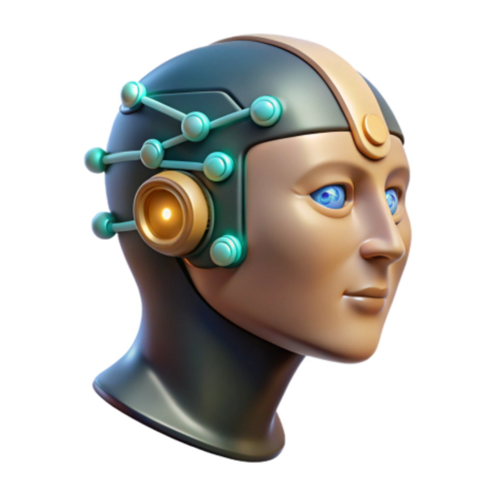 elegant abstract Advanced AI Cybernetic Head, Neural Network, Humanoid Robot professional png
