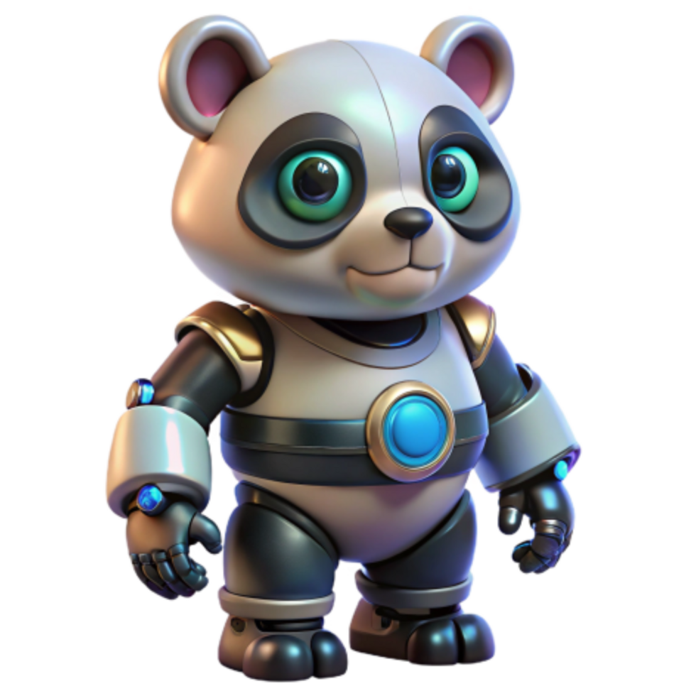 magnificent rustic Adorable Panda Robot 3D Render of a Cute Robotic Animal exclusive png