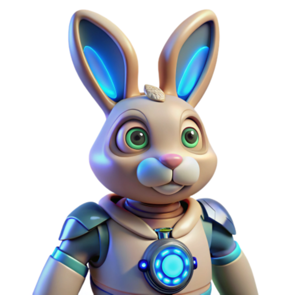 vibrant contemporary Adorable Robot Bunny 3D Render of a Cute Robotic Rabbit professional png