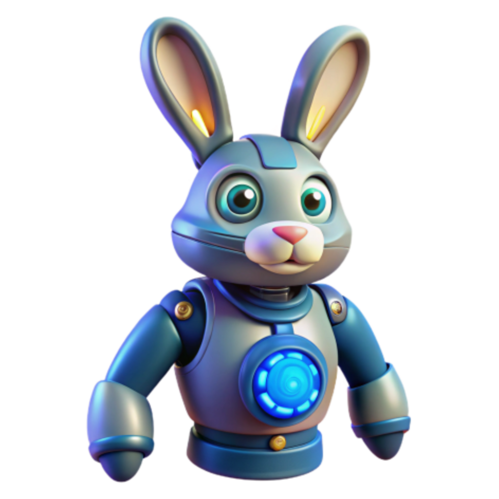 magnificent classic Adorable Robot Bunny 3D Render of a Cute Robotic Rabbit high quality png