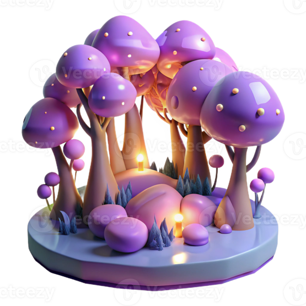 wonderful classic Enchanted 3D Mushroom Forest detailed png