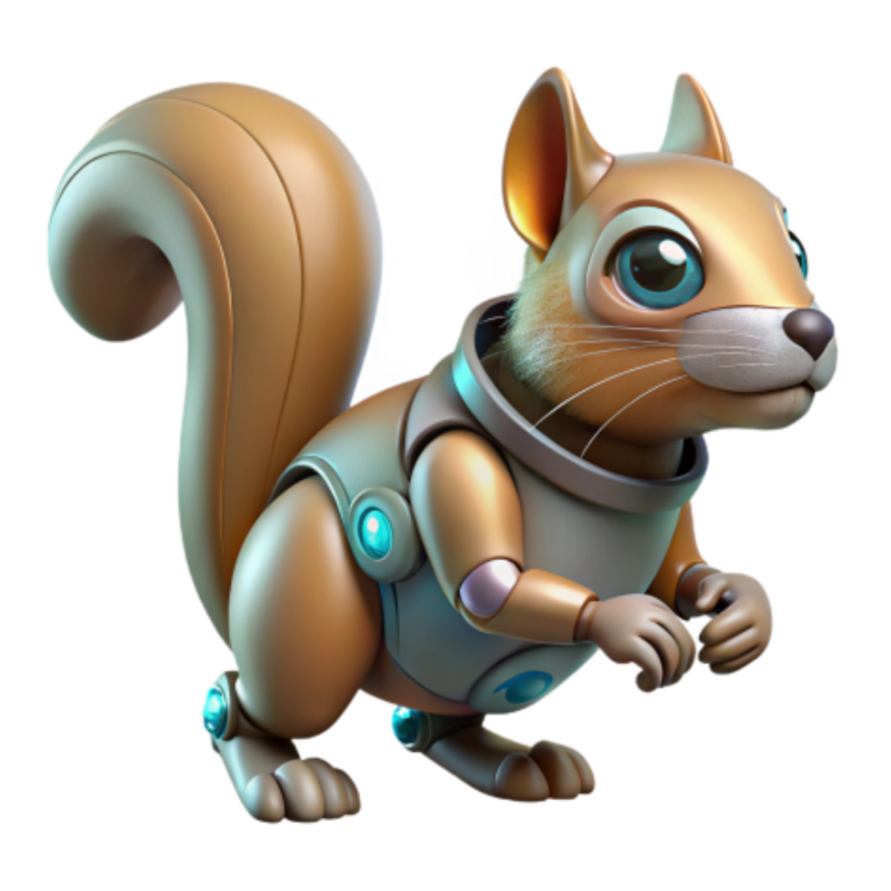 impressive classic Robotic Squirrel in Space Suit 3D Render exclusive png