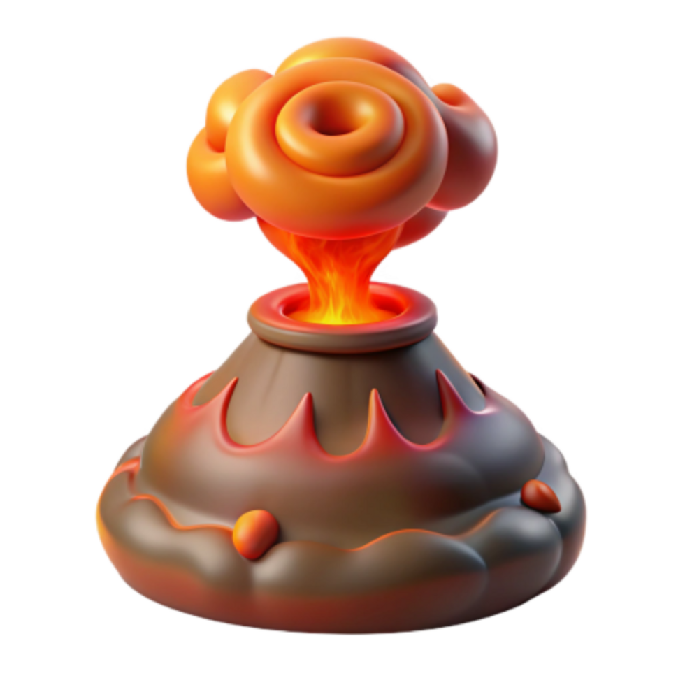 serene classic Cartoon Volcano Eruption 3D Model Asset high resolution png