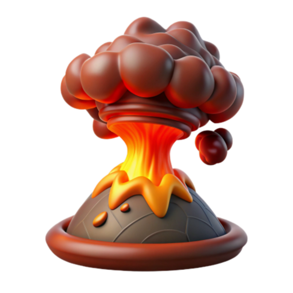 wonderful artistic Cartoon Volcano Eruption 3D Render of Fiery Explosion detailed png