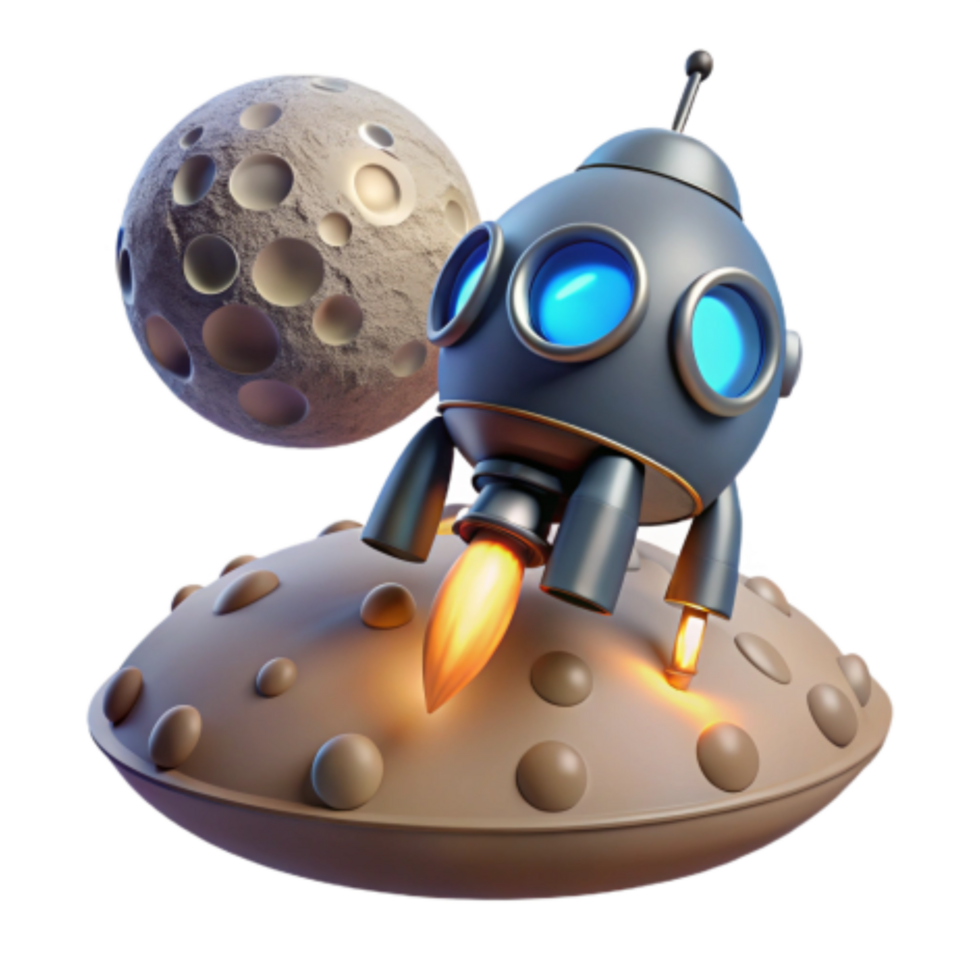 wonderful minimalist Spaceship Launching from Moon premium png