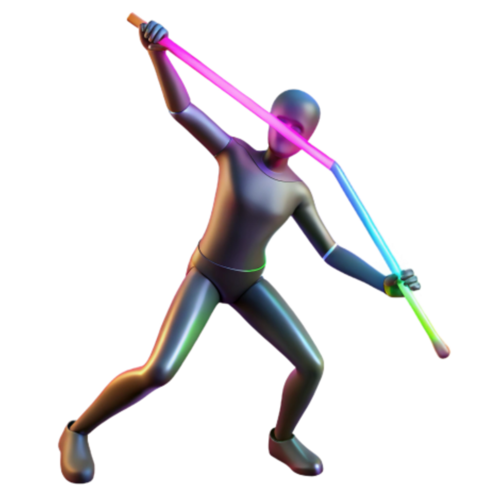 impressive creative Neon Javelin Throw Dynamic 3D Render genuine png