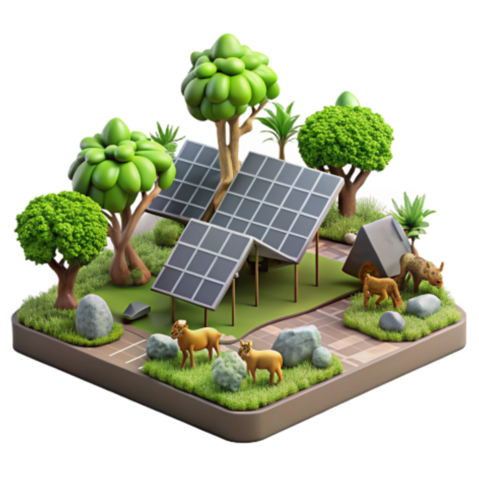 serene abstract Sustainable Energy Solar Panels in a Greenery Landscape authentic png