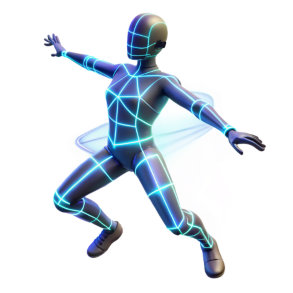 impressive abstract Cybernetic Figure in Dynamic Pose 3D Render authentic png