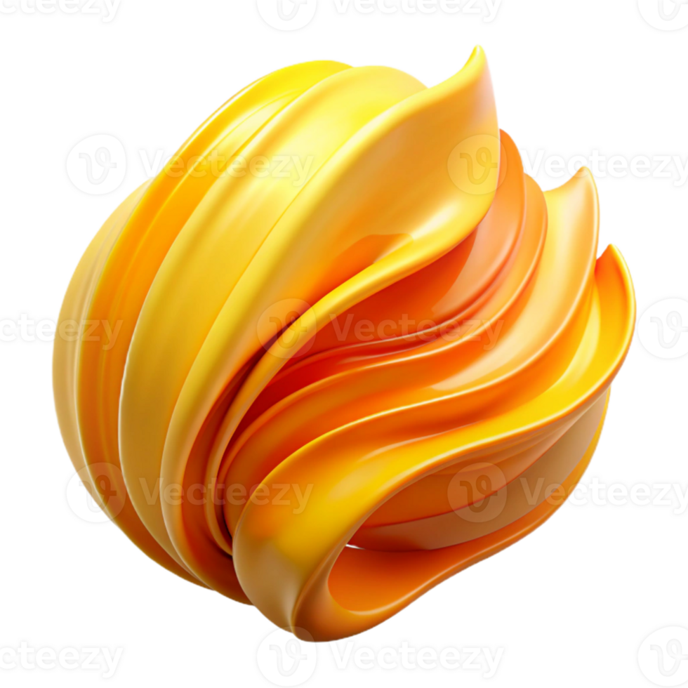 magnificent modern Abstract 3D Yellow Swirl Render authentic png