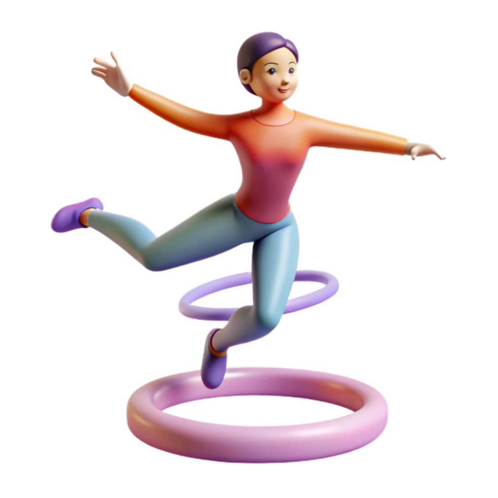 stunning artistic 3D Cartoon Character Jumping Rings premium png