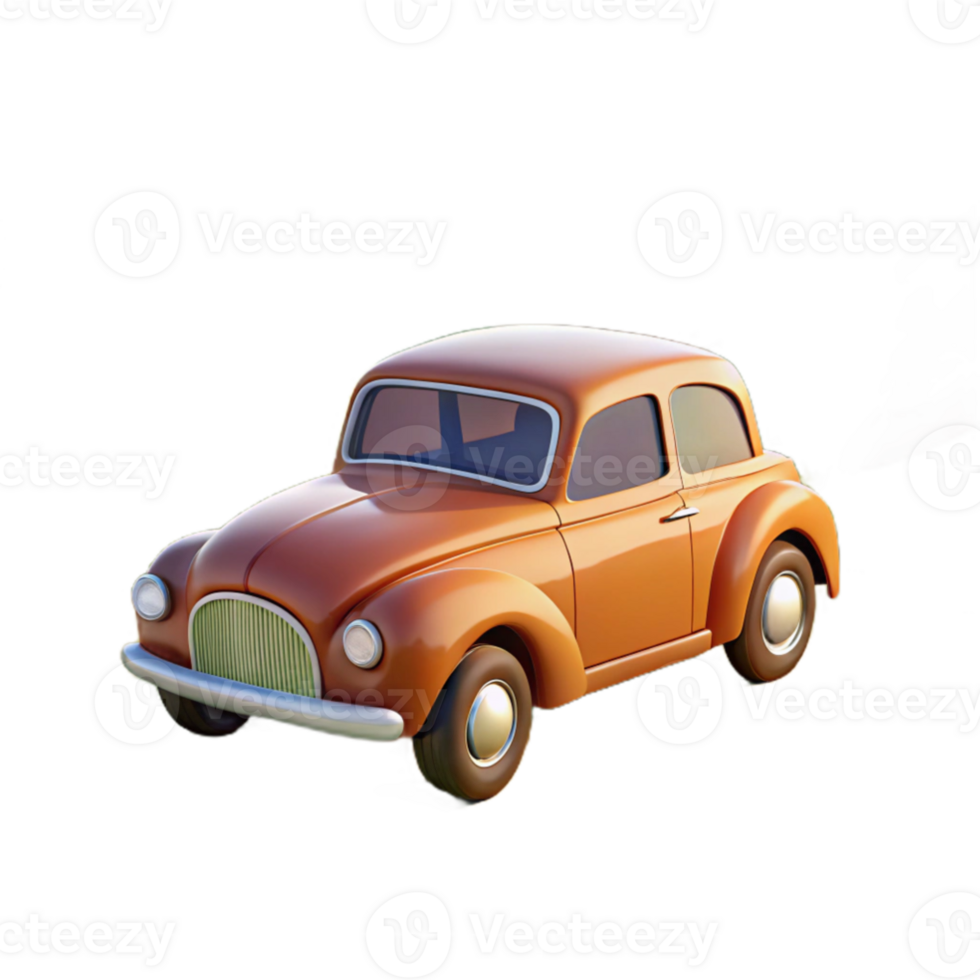 serene artistic Orange Classic Car 3D Render exclusive png