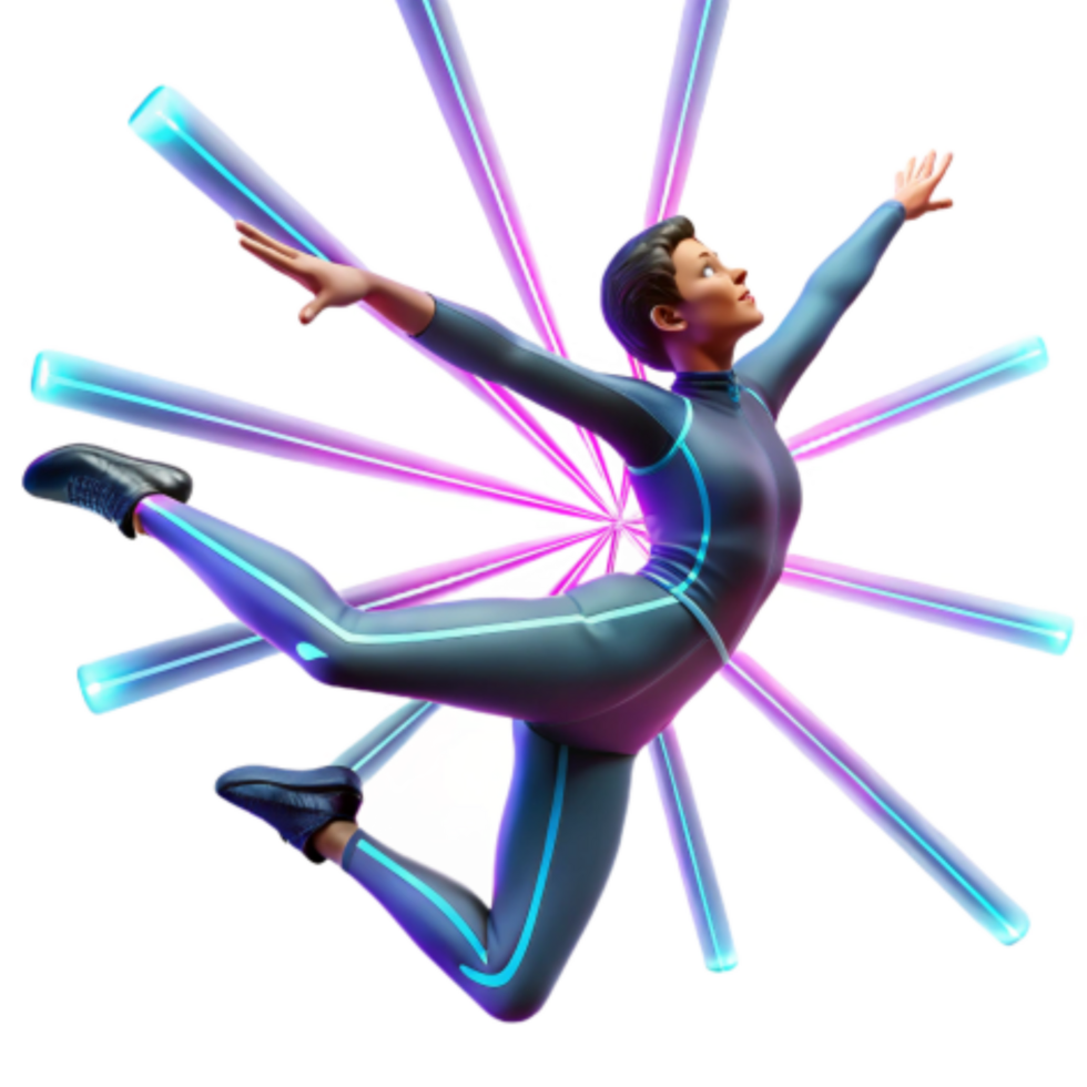 stunning contemporary Dynamic Athlete in Neon Light Burst high resolution png