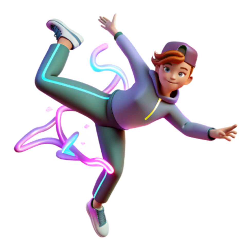 dramatic rustic Dynamic Dance Moves 3D Animation of a Teenager Breaking high quality png