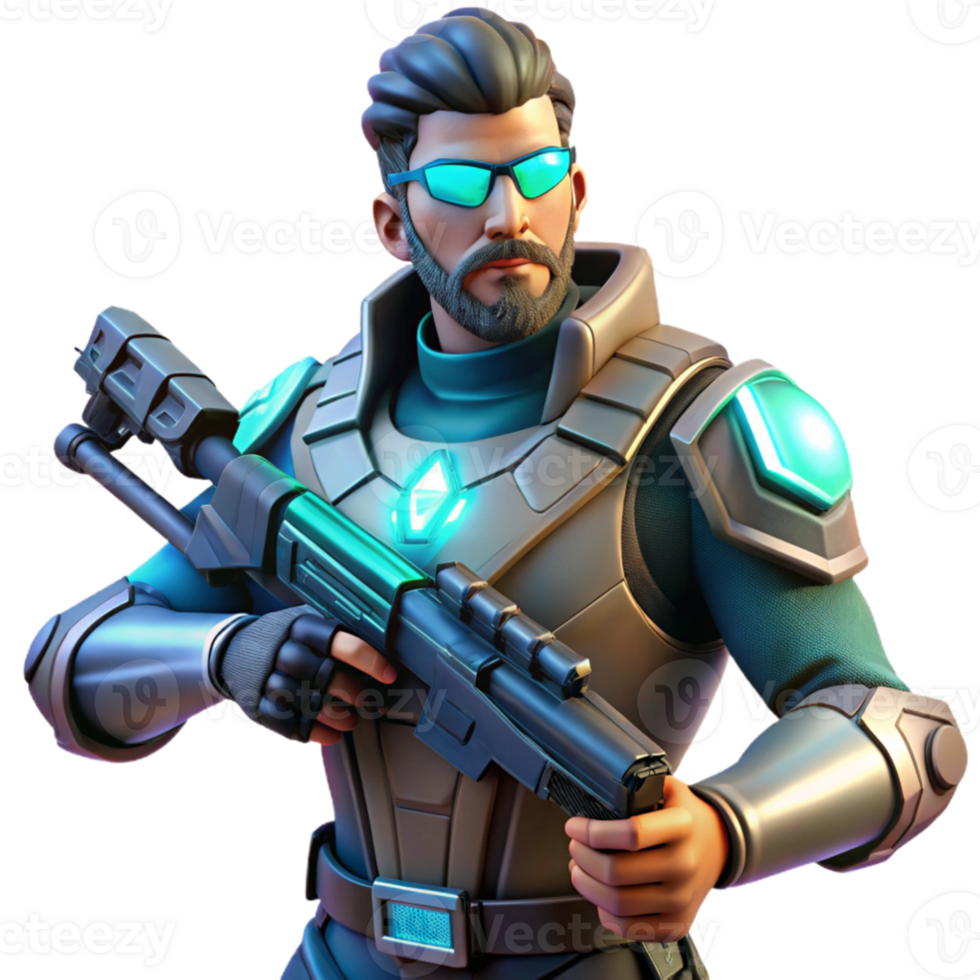 vibrant vintage Futuristic Soldier 3D Render 4K png