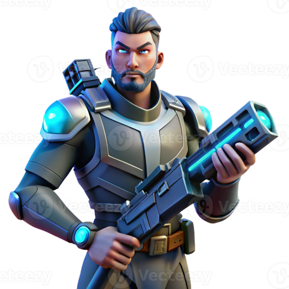 serene classic Sci Fi Soldier 3D Render high resolution png