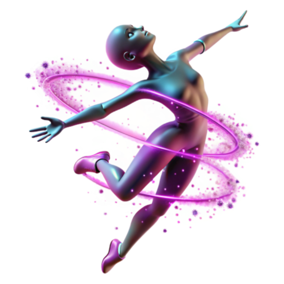 wonderful modern Digital Dancer Glowing Aura, Dynamic Pose, 3D Art original png