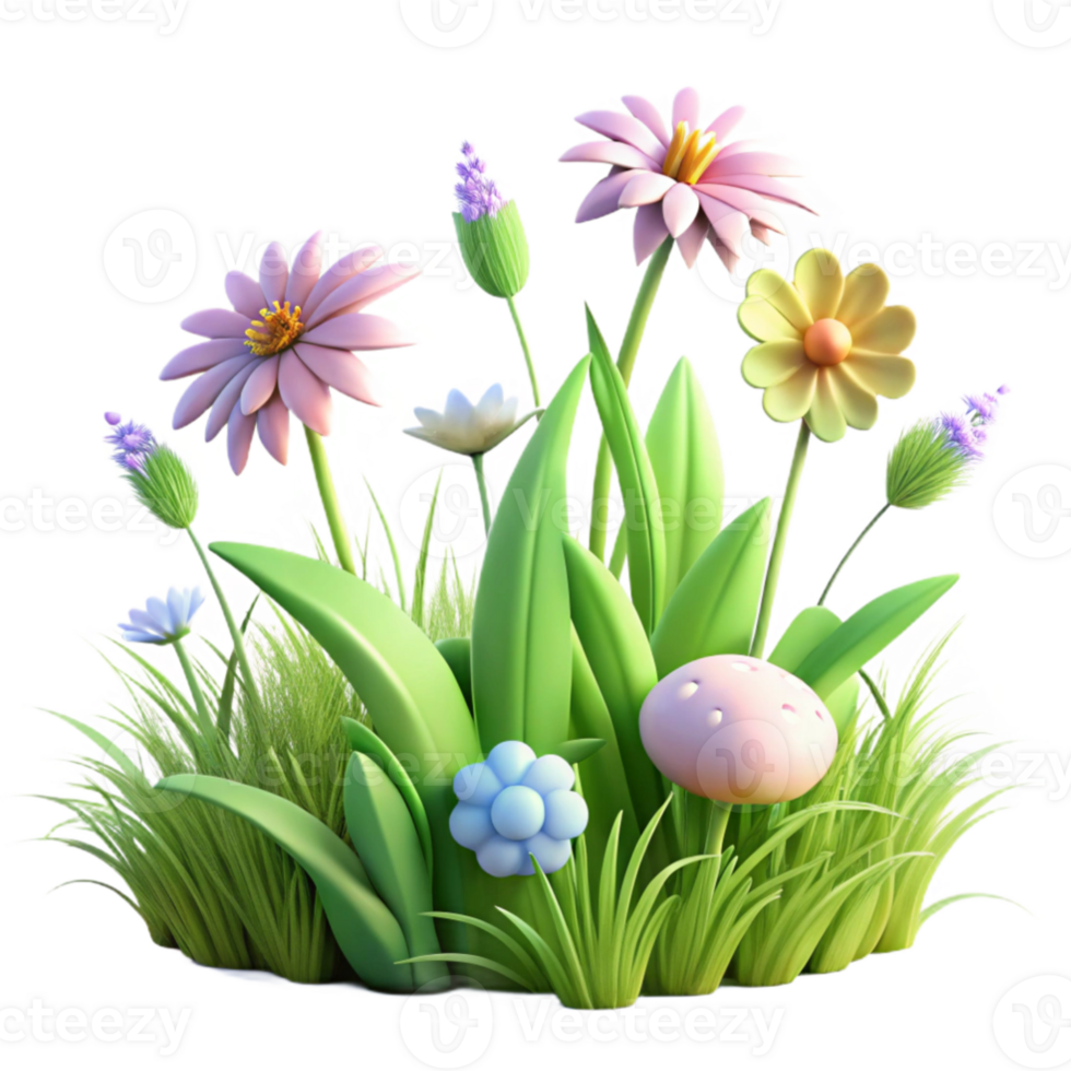 wonderful modern 3D Cartoon Flower Garden Illustration exclusive png