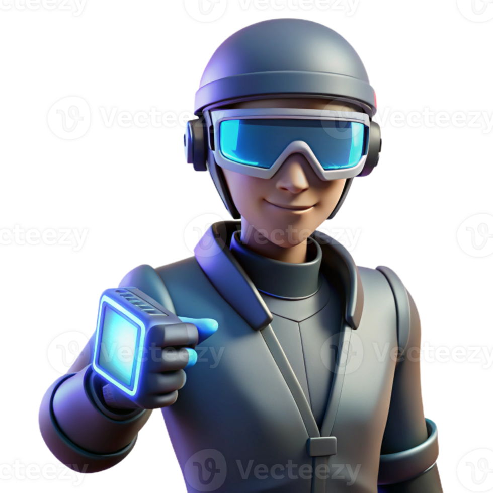 serene artistic 3D Render Futuristic Soldier Illustration authentic png