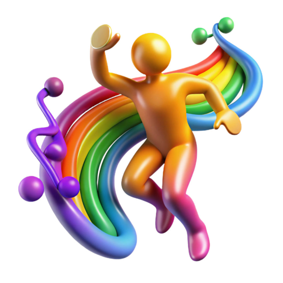 beautiful minimalist Joyful Rainbow Leap Music and Celebration professional png