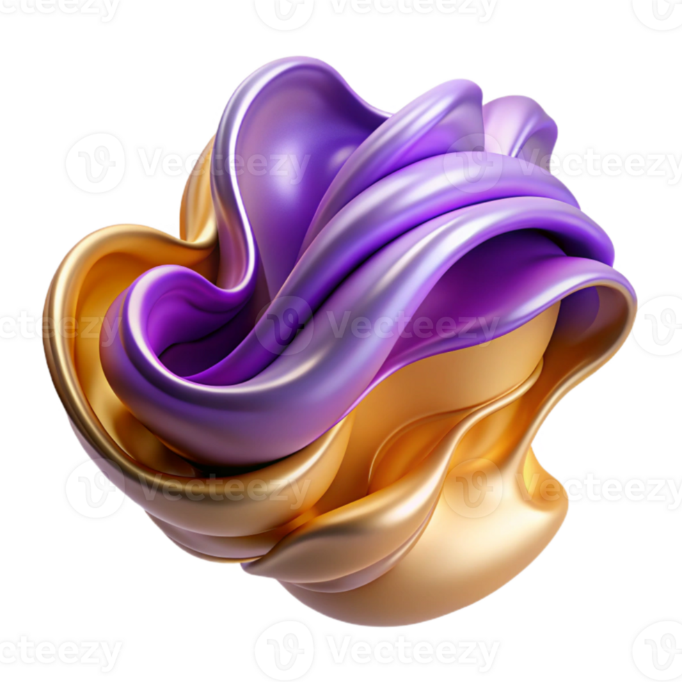 serene abstract Abstract 3D Render Gold Purple Swirls high resolution png