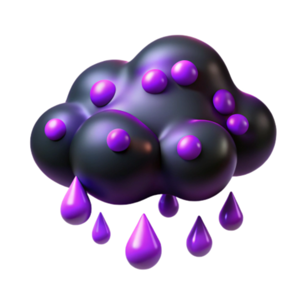 extraordinary creative Dark Cloud with Purple Rain Drops 3D Render high quality png