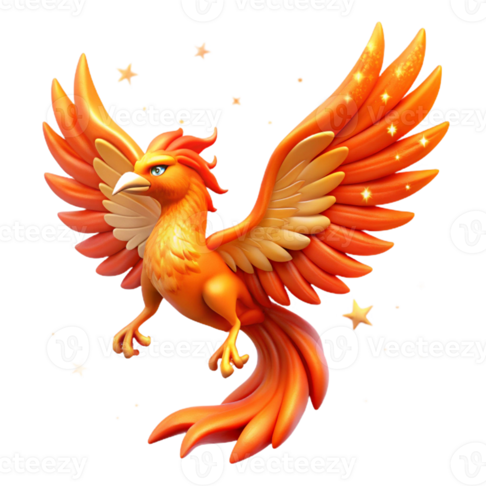 wonderful rustic 3D Render of a Fiery Phoenix high resolution png