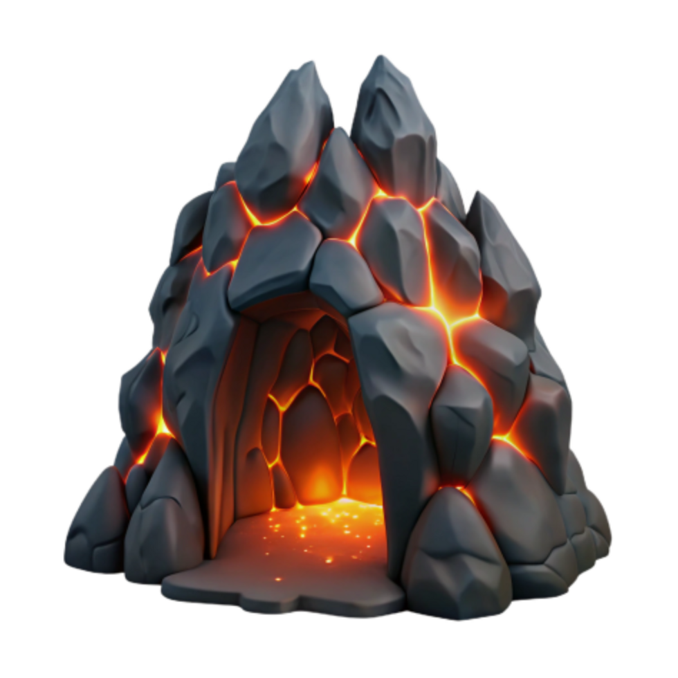 magnificent minimalist Lava Cave 3D Model Volcanic Rock Structure 4K png