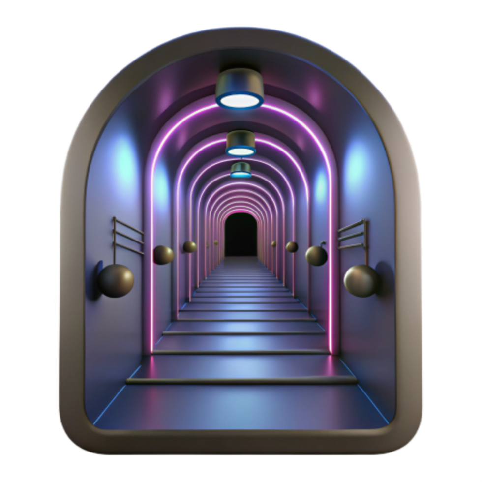 serene vintage Neon Archway A Musical Journey Through Light and Sound detailed png