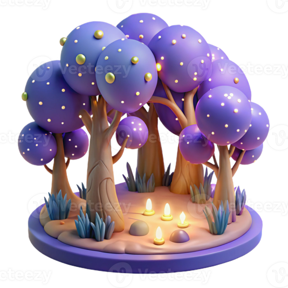 dramatic contemporary Enchanted 3D Forest Illustration high resolution png