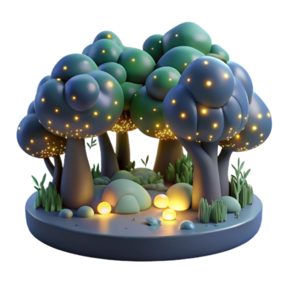 beautiful rustic Enchanted Glowing Forest Night Scene original png