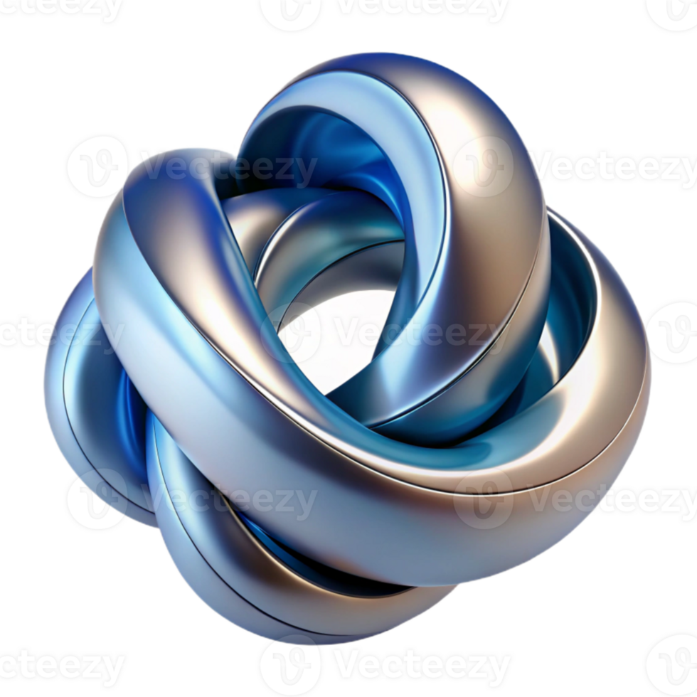 elegant creative Abstract 3D Metallic Knot Illustration 4K png