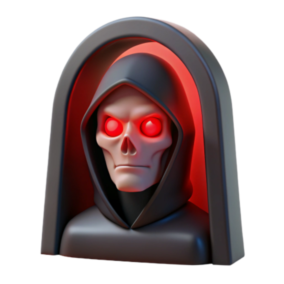 serene minimalist Grim Reaper 3D Model Spooky Halloween Decoration 4K png