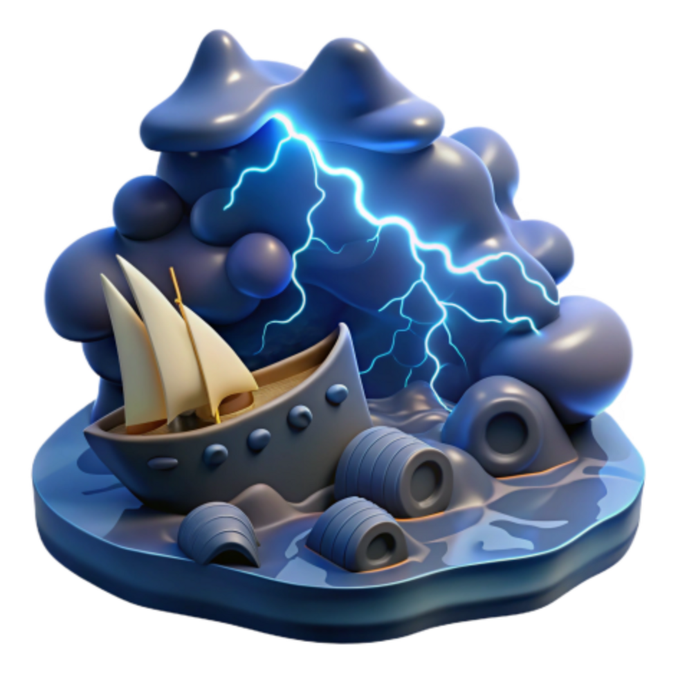 impressive modern Shipwreck in a Storm 3D Render of a Nautical Disaster original png