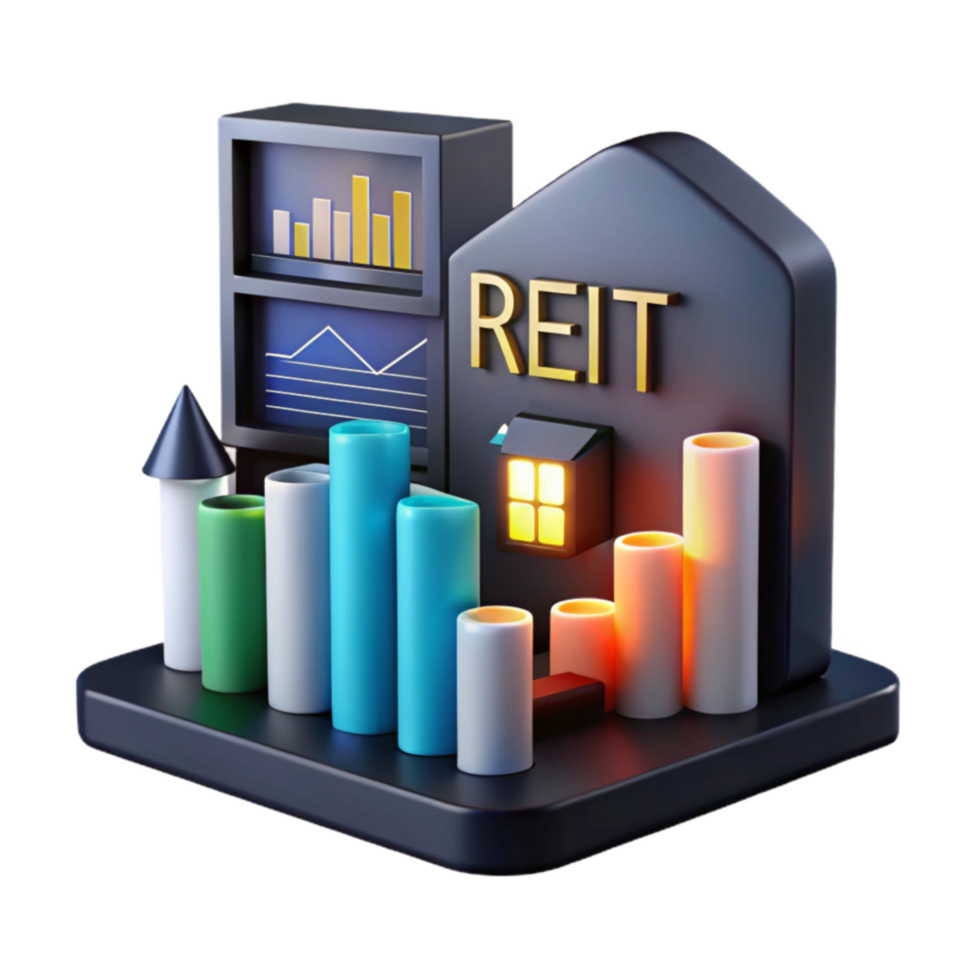 vibrant abstract REIT Investment Charts, Graphs, and Growth Analysis high resolution png