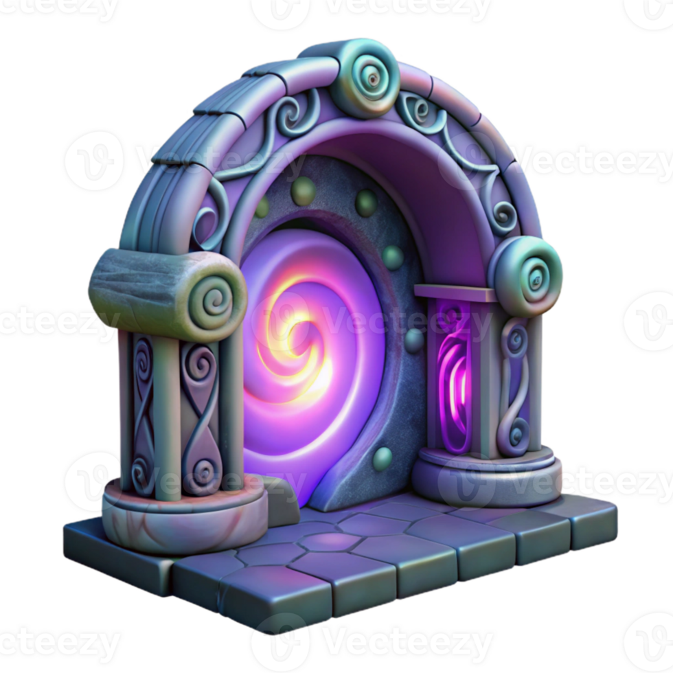 serene abstract 3D Render Mystical Spiral Portal Arch 4K png