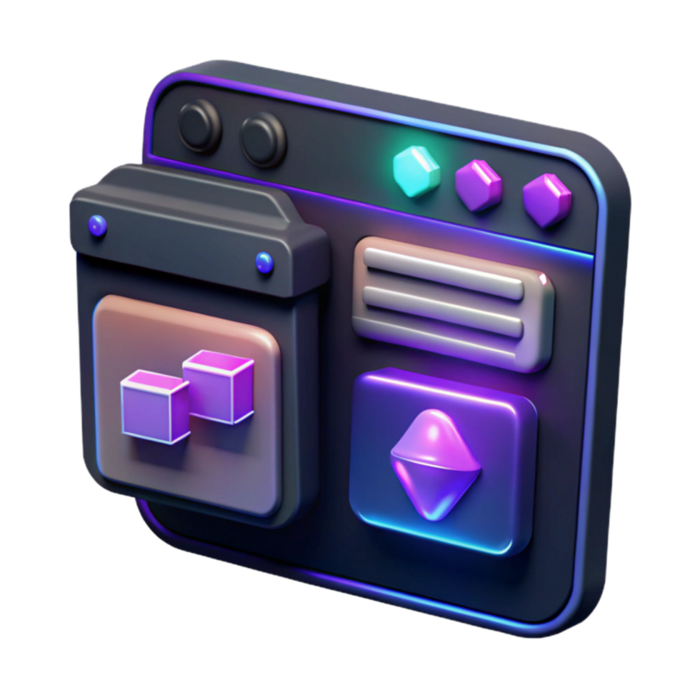 beautiful rustic 3D Interface Design Neon UI Elements Modular Blocks authentic png