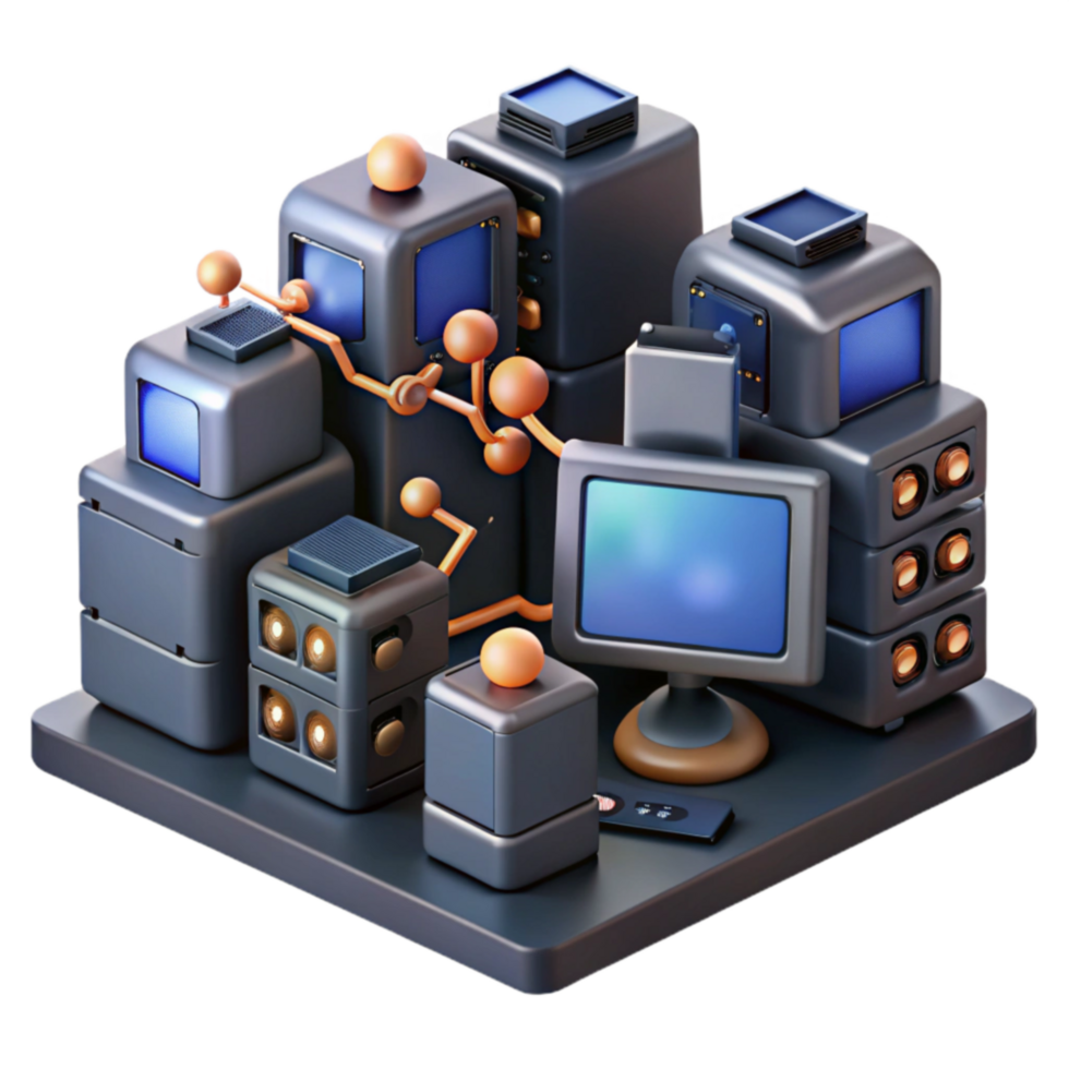 vibrant abstract Retro Tech Network A Futuristic Digital Ecosystem exclusive png