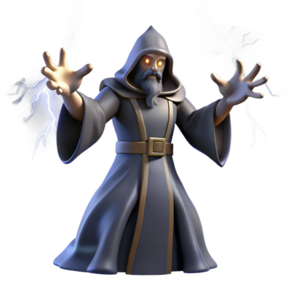 serene vintage Powerful Wizard Casting Lightning Spells high quality png