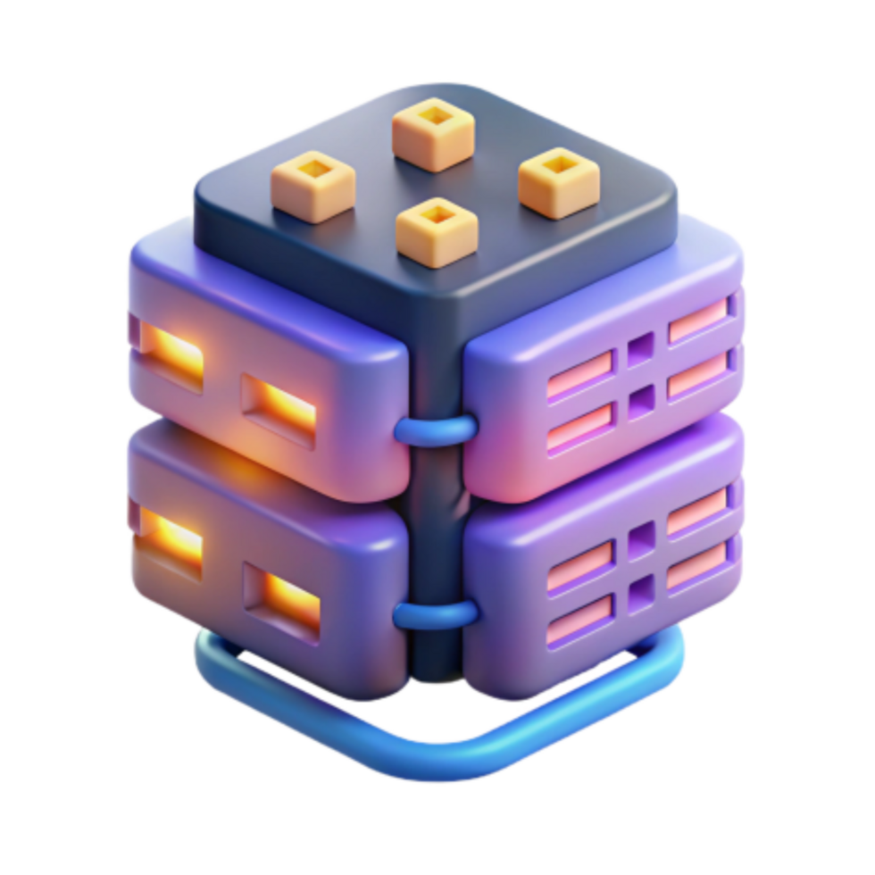 beautiful abstract Data Center Cube Secure Server Cluster Rendering 4K png