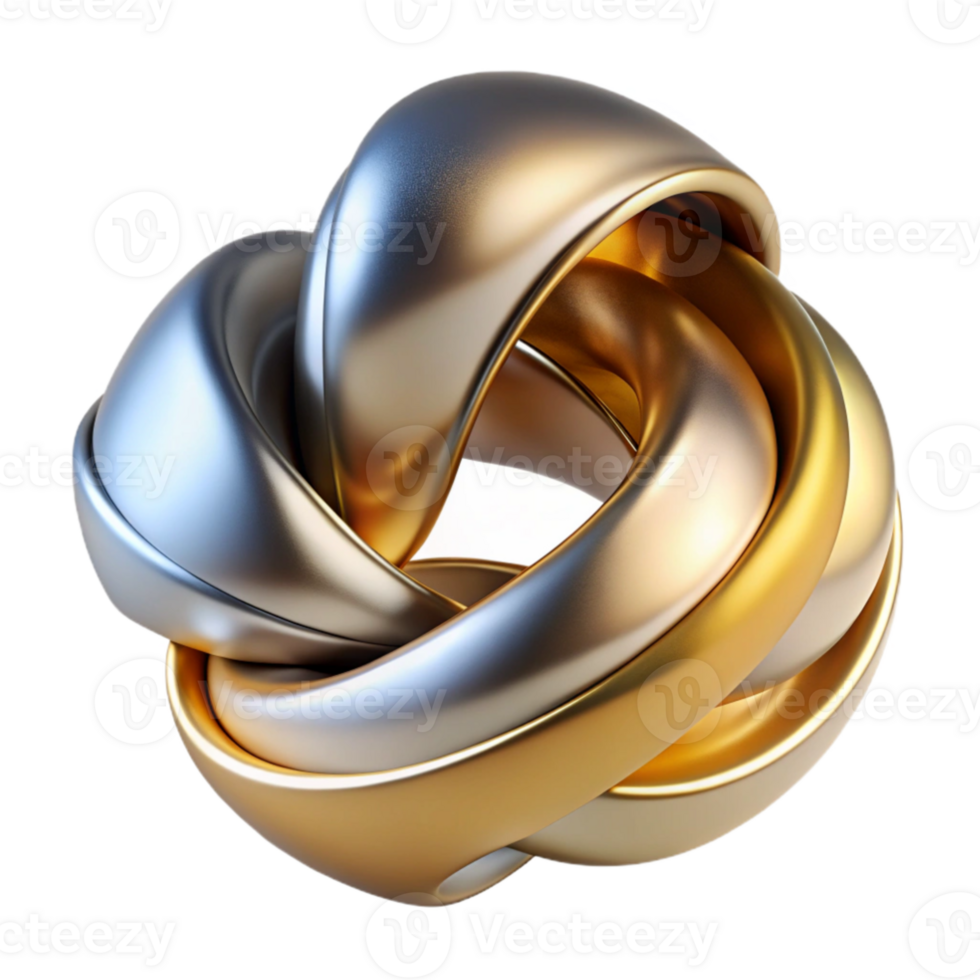 impressive traditional Gold Silver Knot 3D Render authentic png
