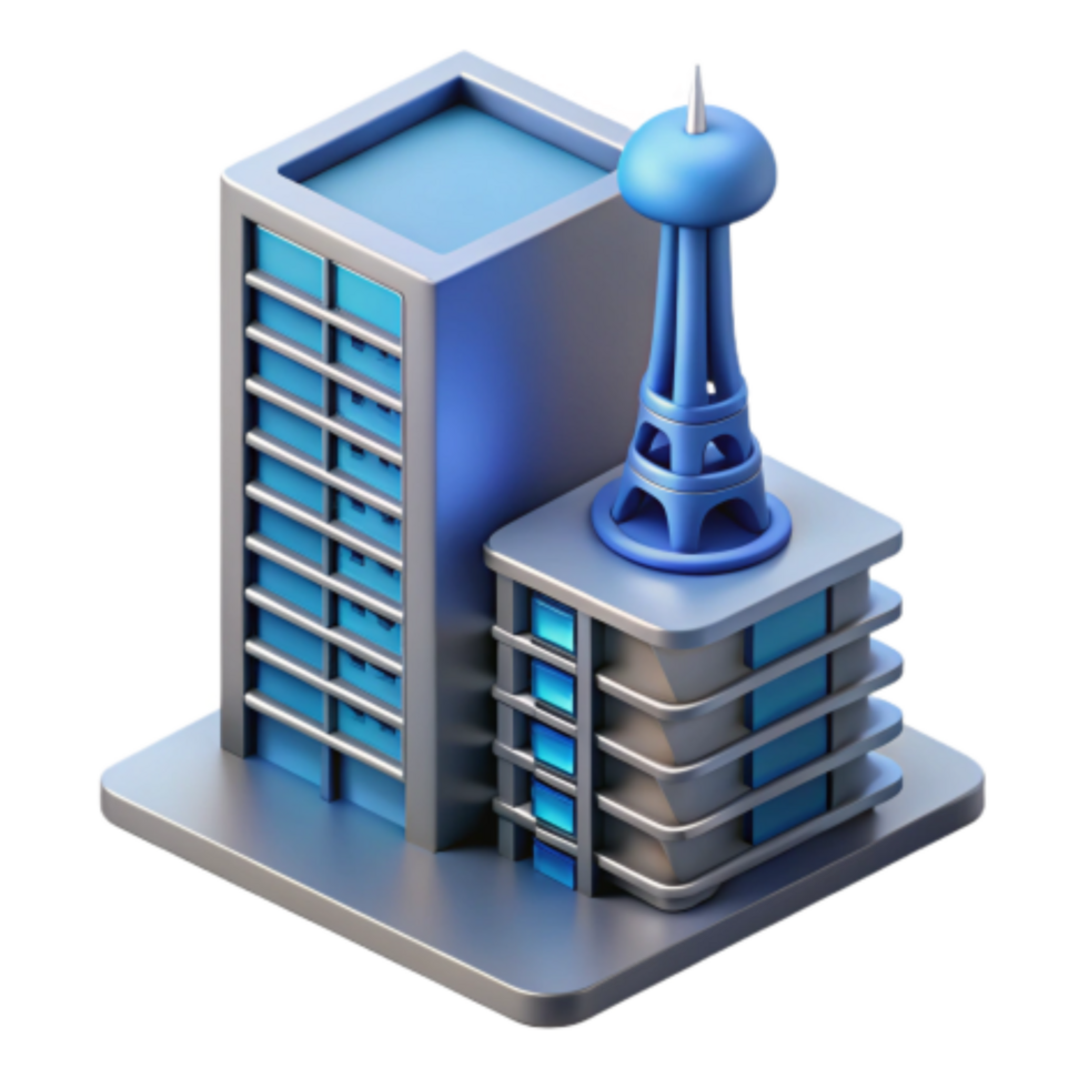 elegant minimalist Futuristic Cityscape Skyscrapers and Tower high quality png