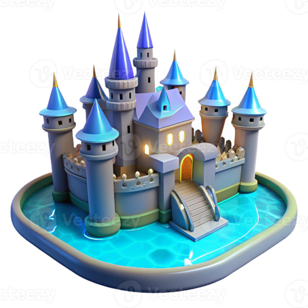 wonderful classic Enchanted 3D Castle Illustration 4K png