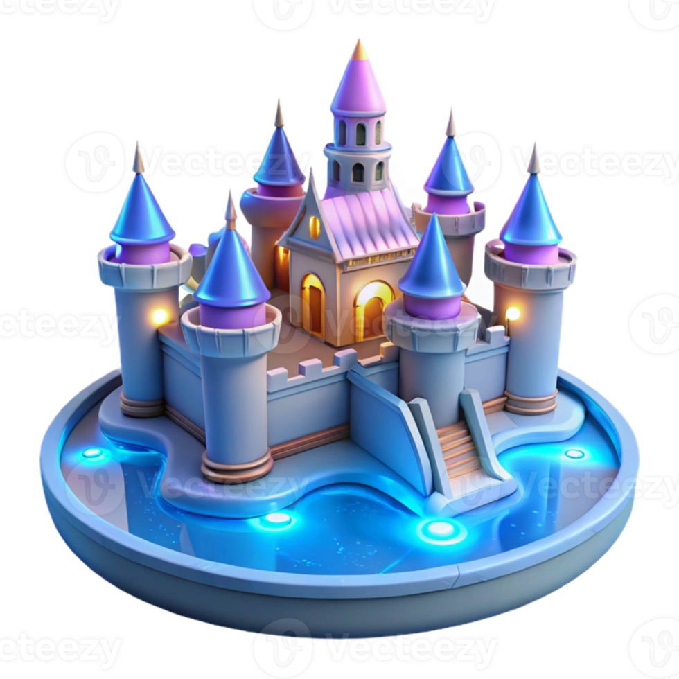 wonderful artistic Enchanted 3D Castle Illustration high resolution png