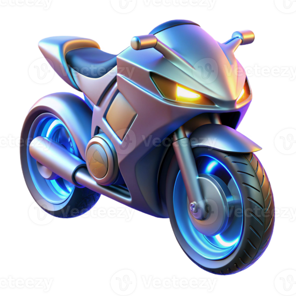 magnificent minimalist Futuristic Motorcycle 3D Render premium png