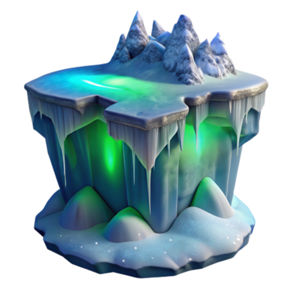 extraordinary classic Arctic Ice Cave with Glowing Aurora detailed png