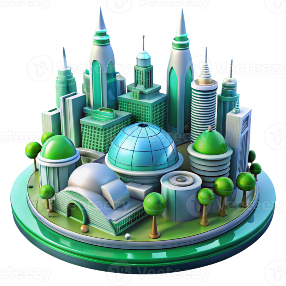 beautiful classic Eco Friendly Cityscape 3D Illustration exclusive png