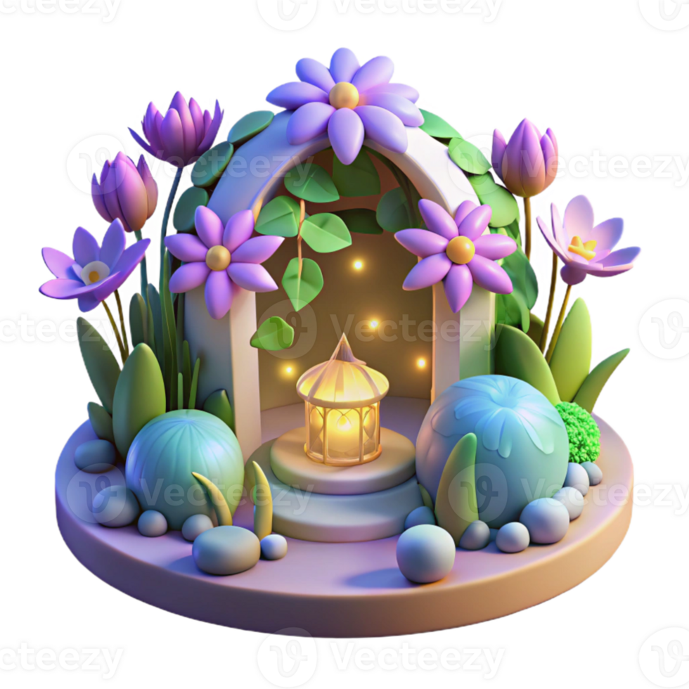 dramatic artistic Enchanted Garden 3D Illustration premium png