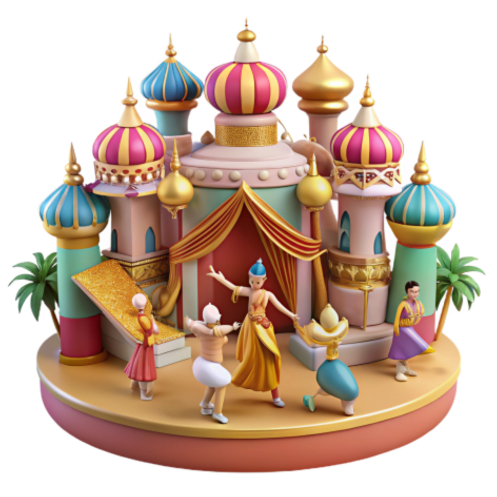 extraordinary creative Whimsical Palace with Dancing Figures detailed png