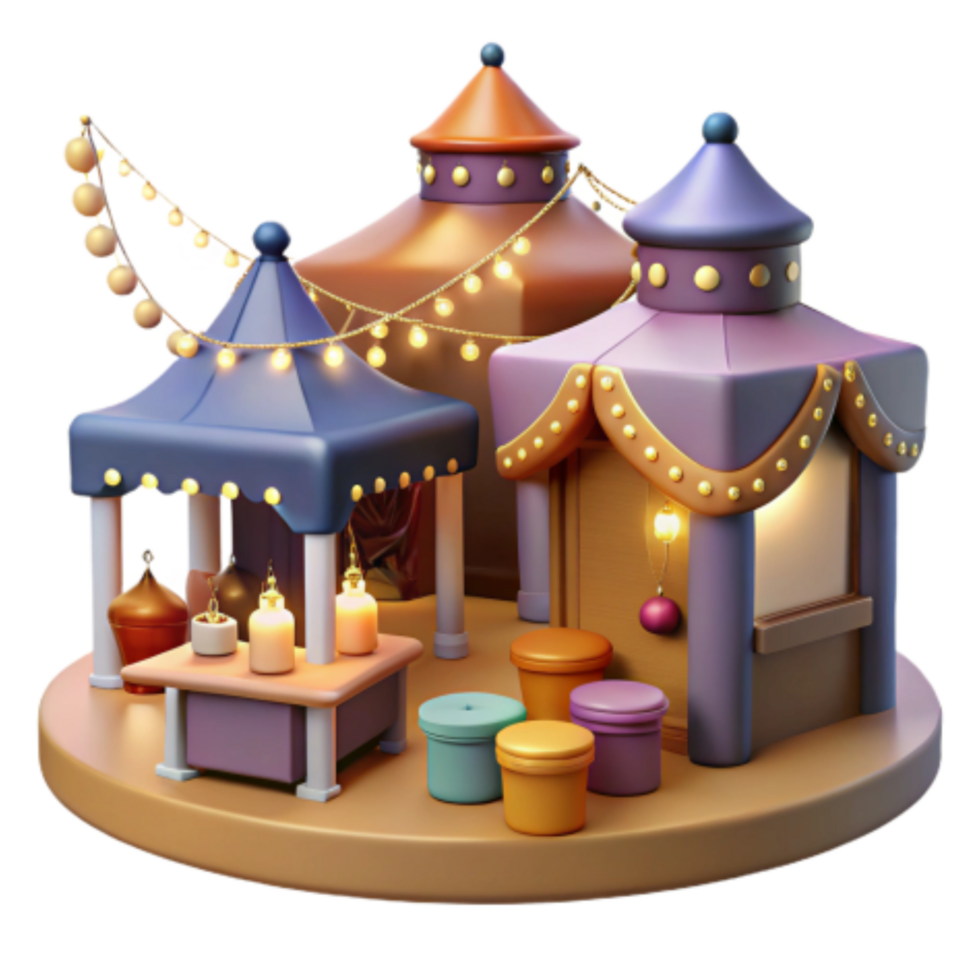 magnificent abstract Enchanted Market Stalls Festive 3D Render original png
